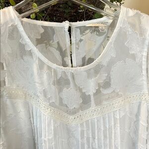 Lucky Brand White Floral Lace Blouse, Sz SM